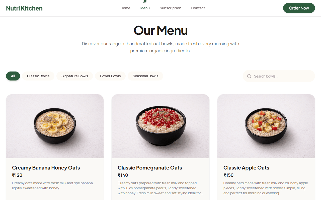Nutri Kitchen Desktop View